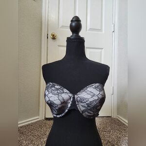 Victorias Secret Cream Black Lace Multiway Strapless Bra 36DD